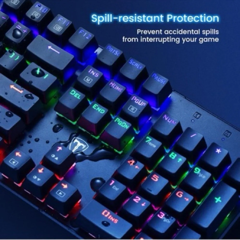Mechanical Gaming Keyboard RGB Ultra Slim LED Backlit USB Wired With Blue Switch